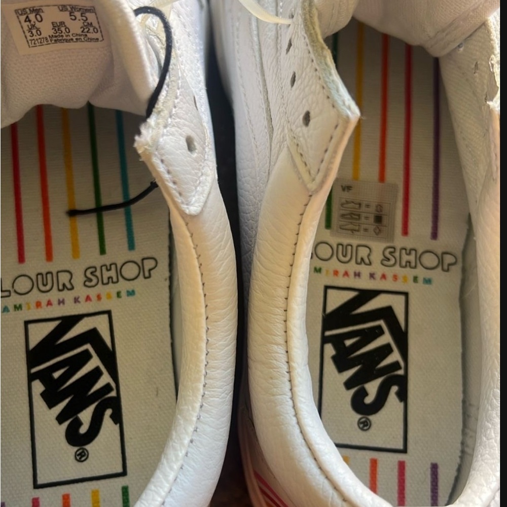 NWOT Vans White Rainbow Slip-On Shoes - Picture 4 of 6